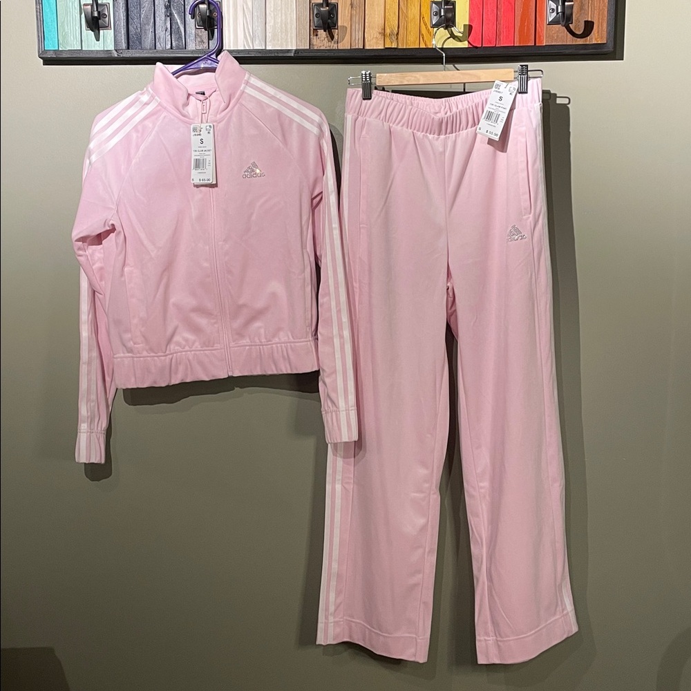 Adidas Pink Tracksuit Set | Rhinestone logo